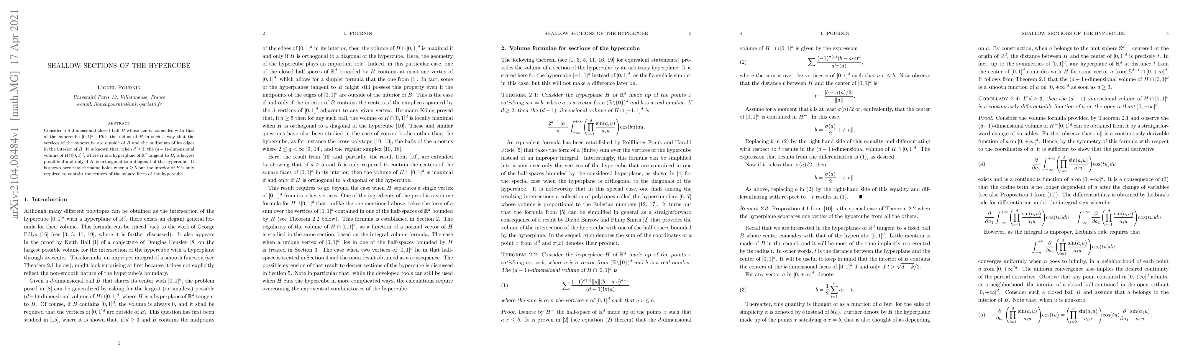 Thumbnail for Shallow sections of the hypercube