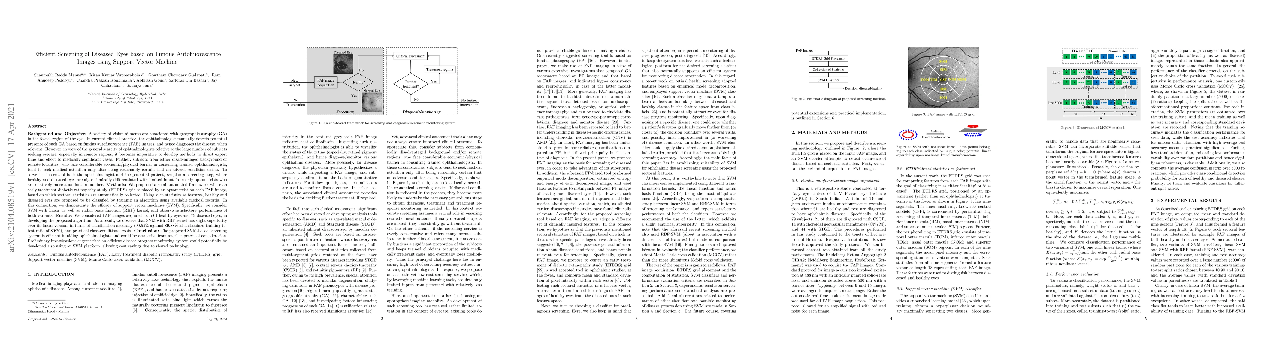 Thumbnail for Efficient Screening of Diseased Eyes based on Fundus Autofluorescence
  Images using Support Vector Machine