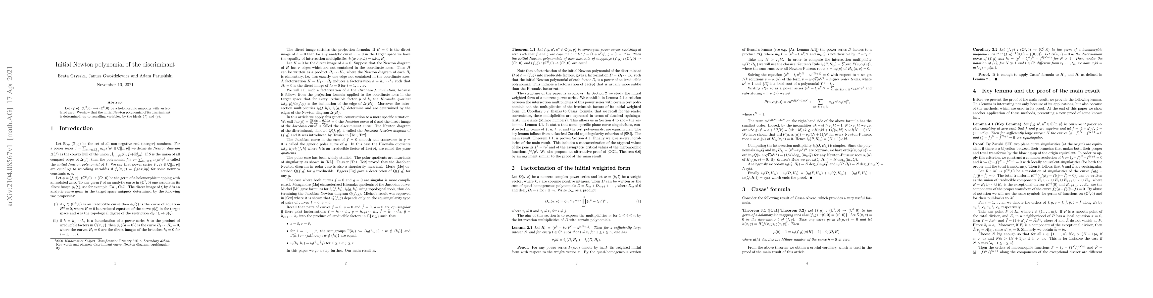 Thumbnail for Initial Newton polynomial of the discriminant