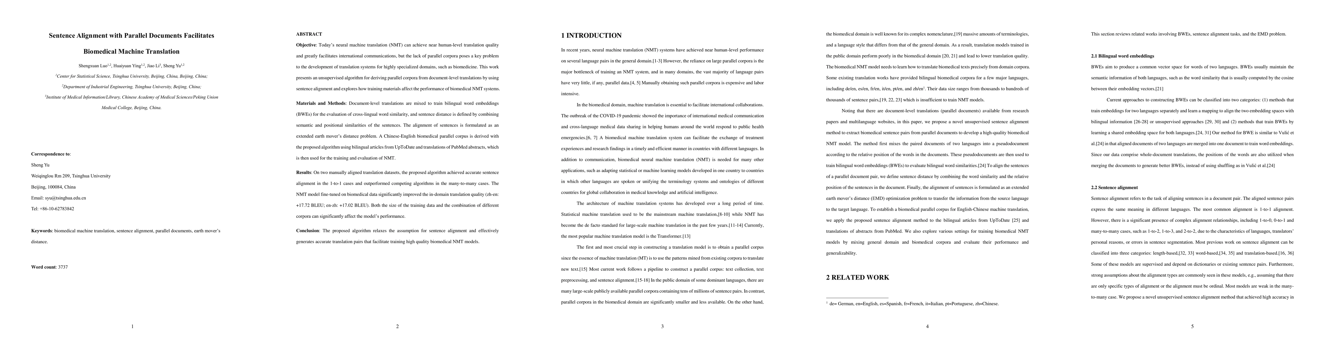Thumbnail for Sentence Alignment with Parallel Documents Facilitates Biomedical
  Machine Translation