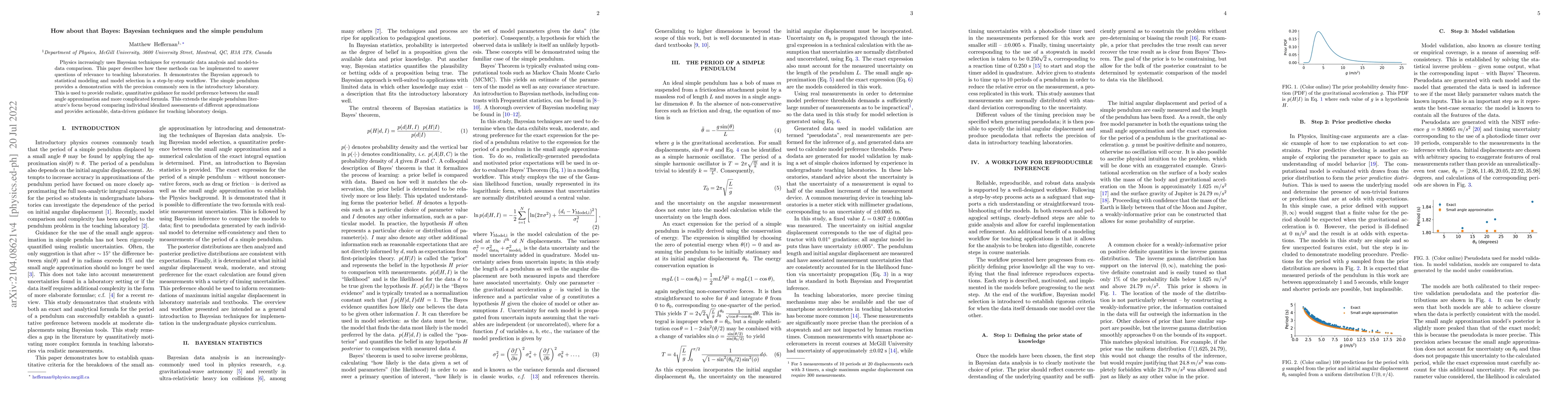 Thumbnail for How about that Bayes: Bayesian techniques and the simple pendulum