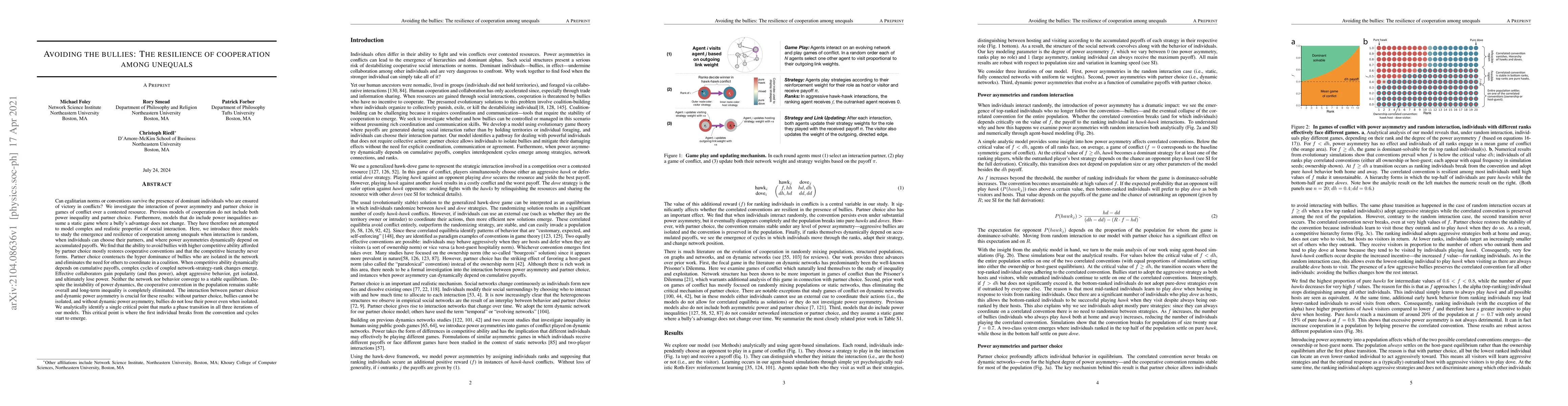 Thumbnail for Avoiding the bullies: The resilience of cooperation among unequals