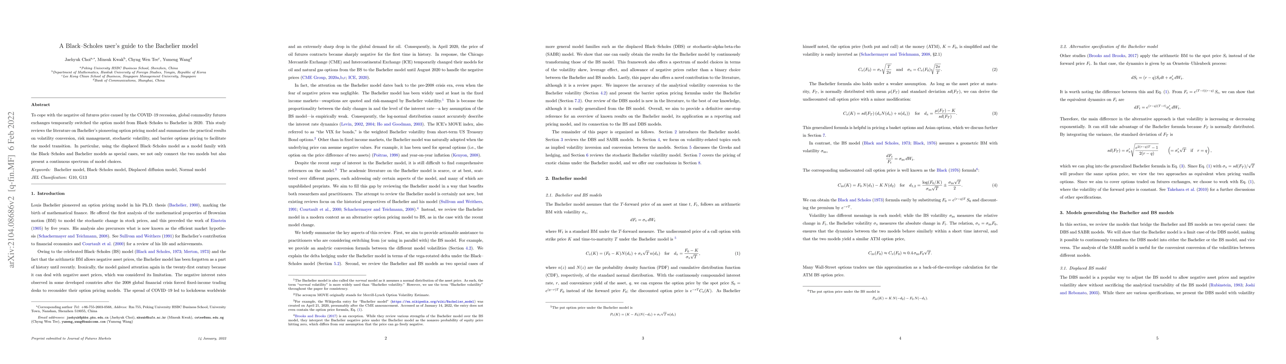 Thumbnail for A Black-Scholes user's guide to the Bachelier model