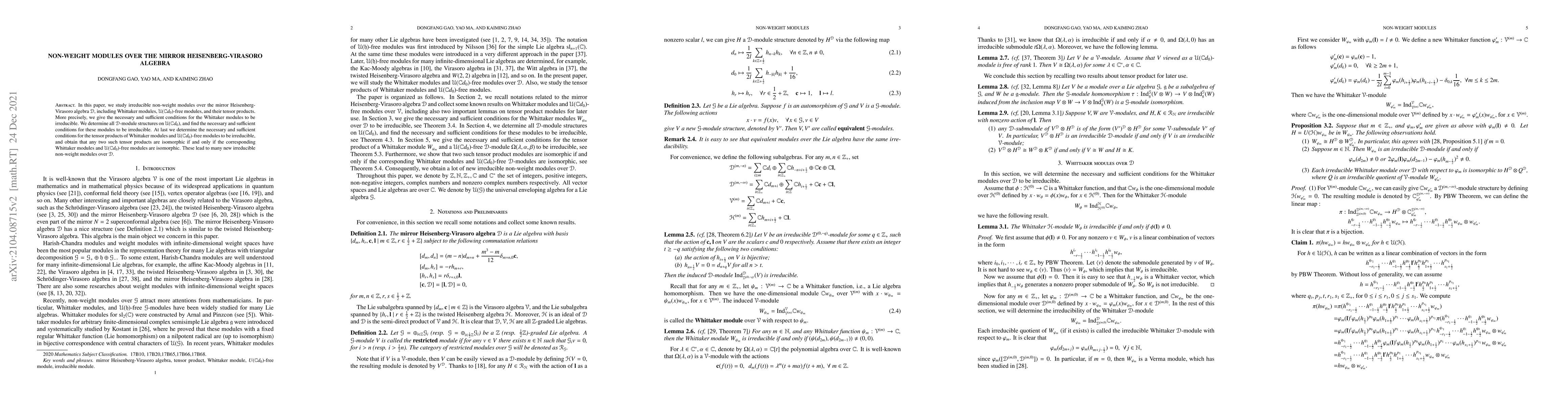 Thumbnail for Non-weight modules over the mirror Heisenberg-Virasoro algebra