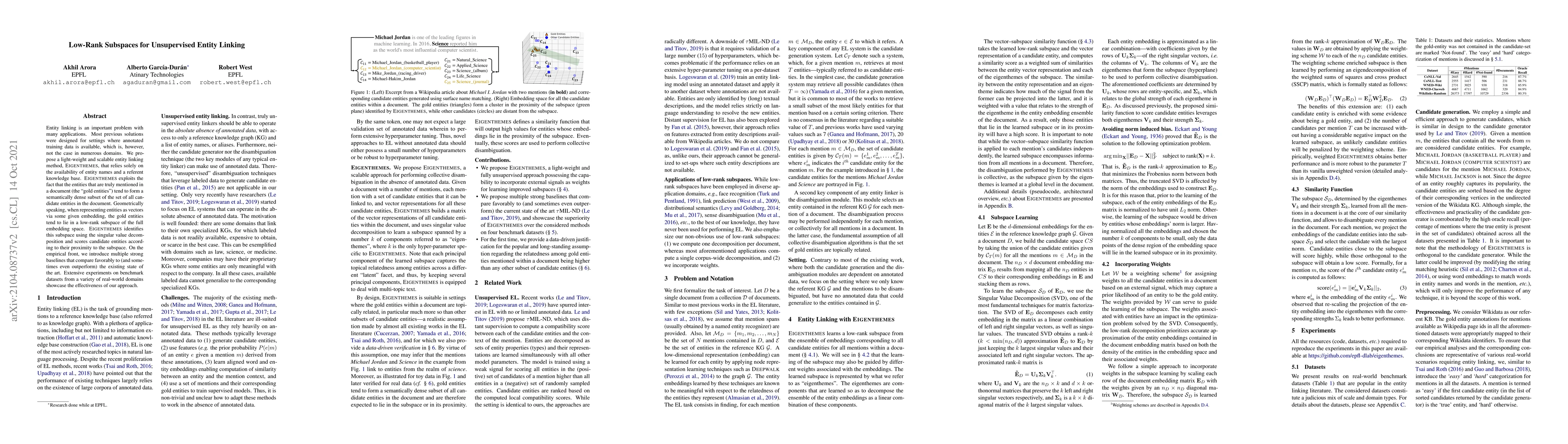 Thumbnail for Low-Rank Subspaces for Unsupervised Entity Linking