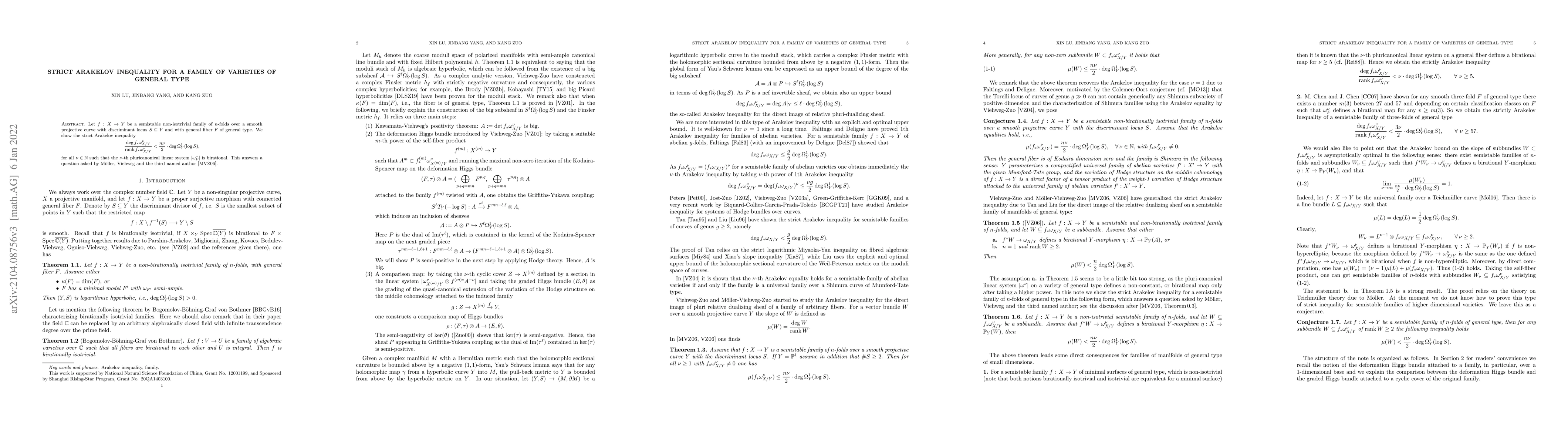 Thumbnail for Strict Arakelov inequality for a family of varieties of general type