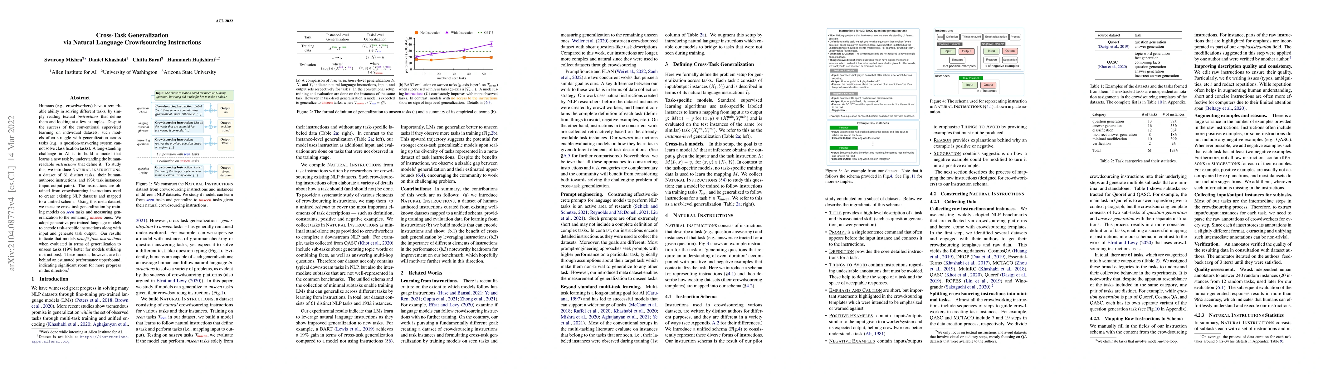 Thumbnail for Cross-Task Generalization via Natural Language Crowdsourcing
  Instructions