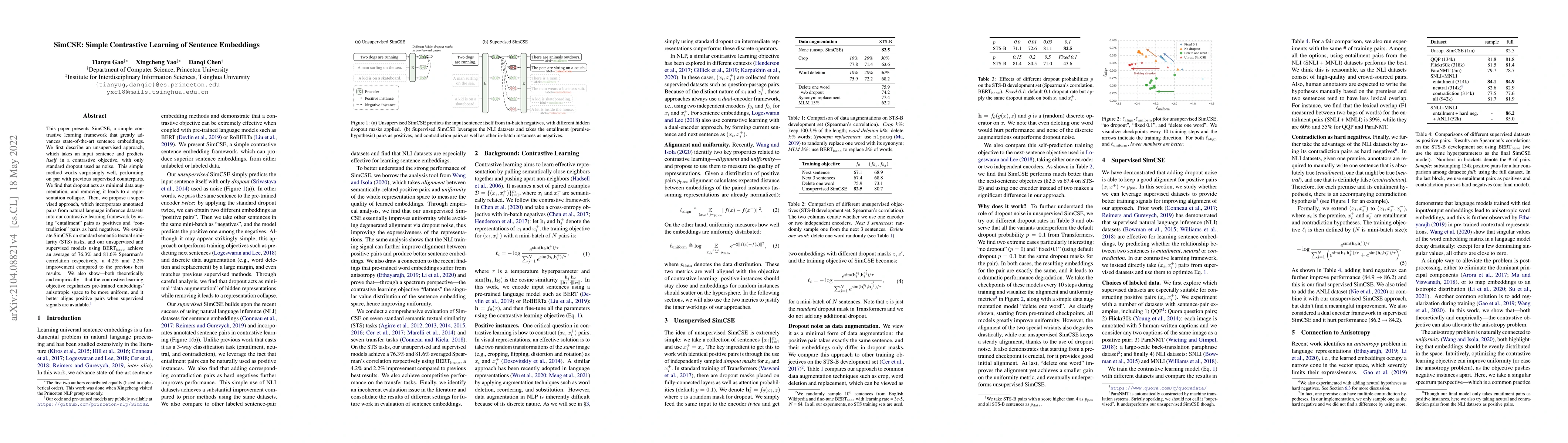 Thumbnail for SimCSE: Simple Contrastive Learning of Sentence Embeddings