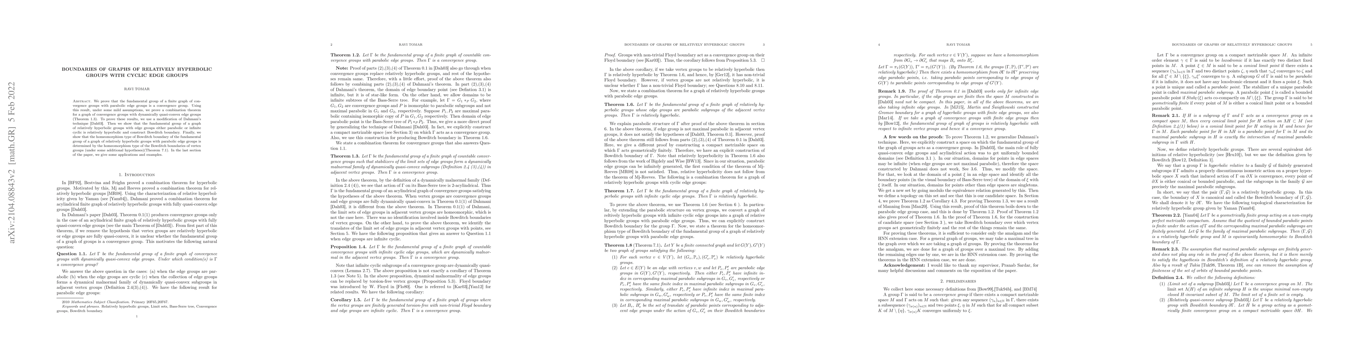 Thumbnail for Boundaries of graphs of relatively hyperbolic groups with cyclic edge
  groups