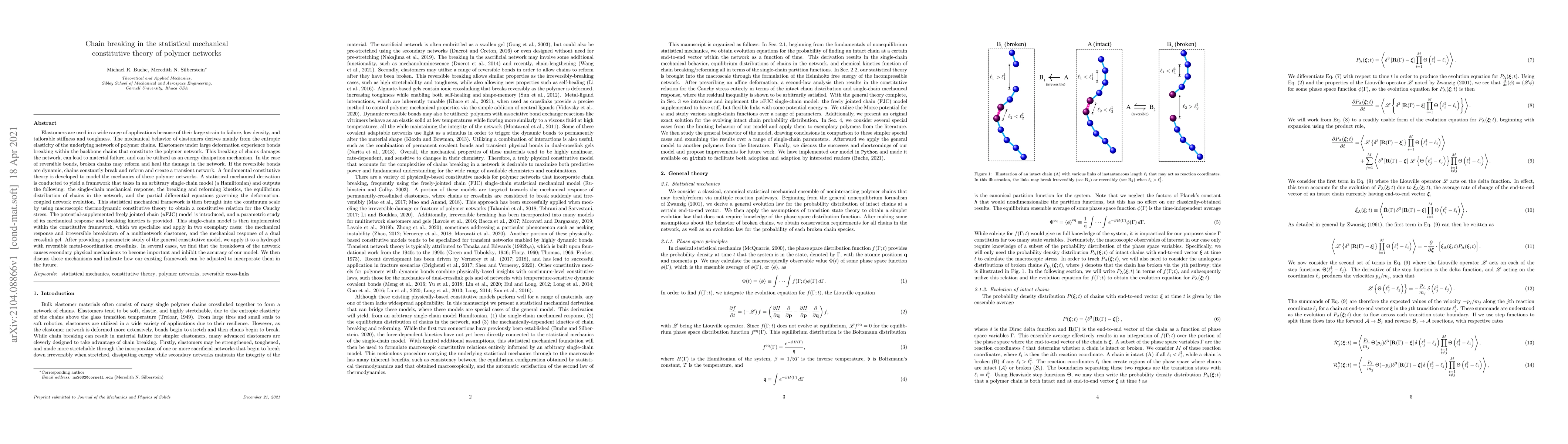 Thumbnail for Chain breaking in the statistical mechanical constitutive theory of
  polymer networks