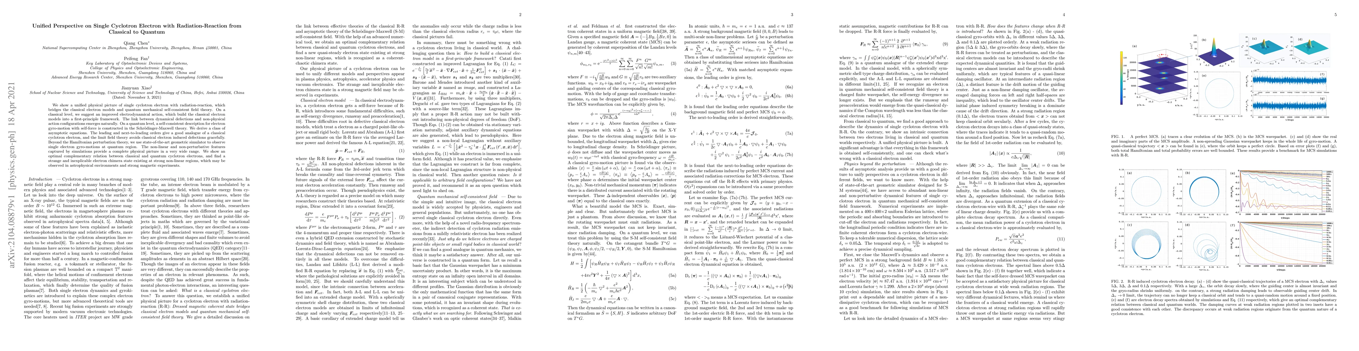 Thumbnail for Unified perspective on single cyclotron electron with radiation-reaction
  from classical to quantum