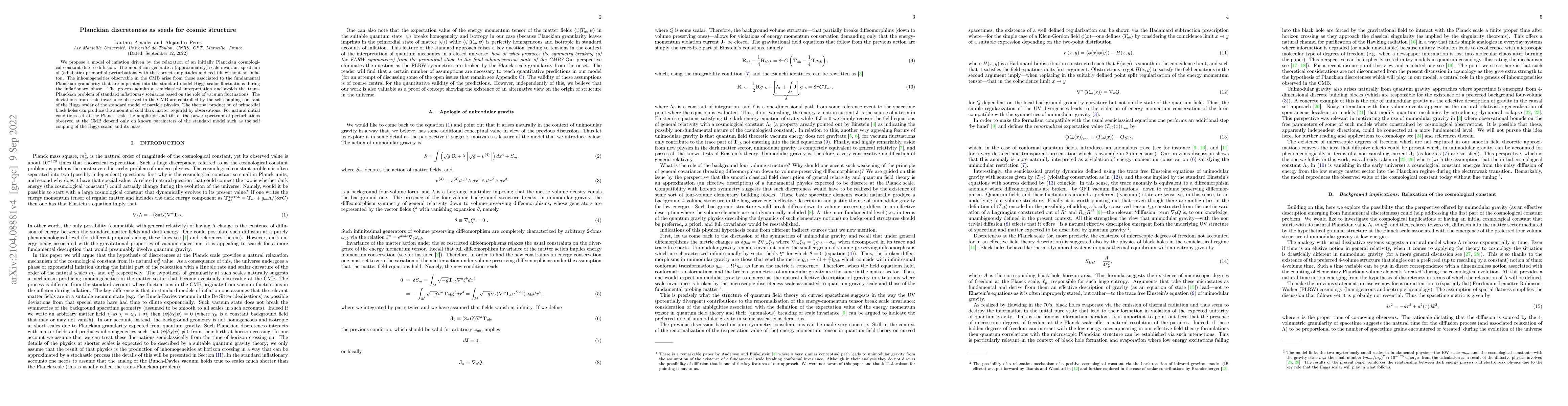 Thumbnail for Planckian discreteness as seeds for cosmic structure