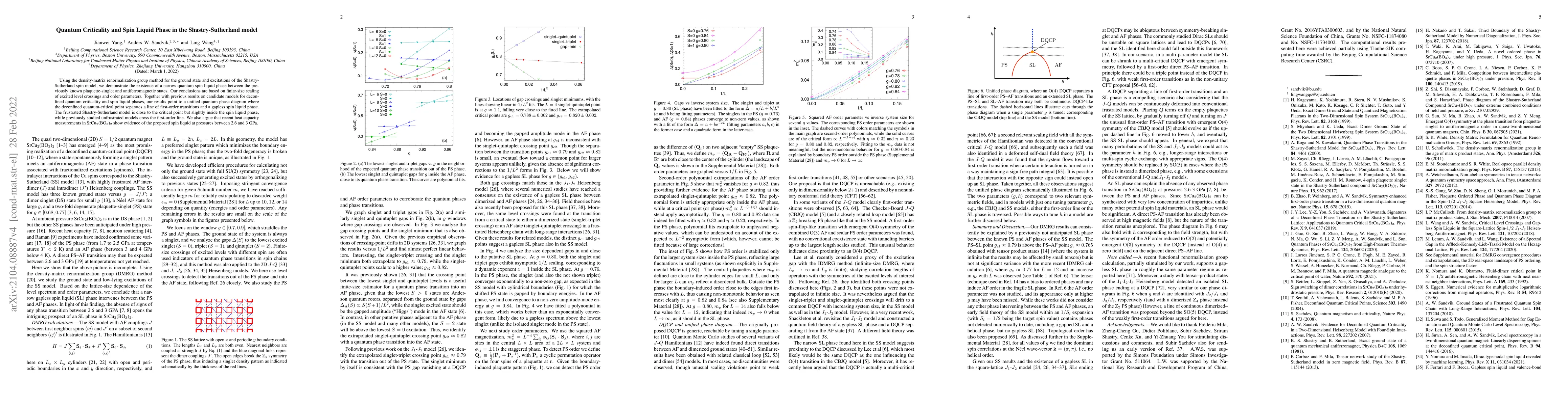 Thumbnail for Quantum Criticality and Spin Liquid Phase in the Shastry-Sutherland
  model