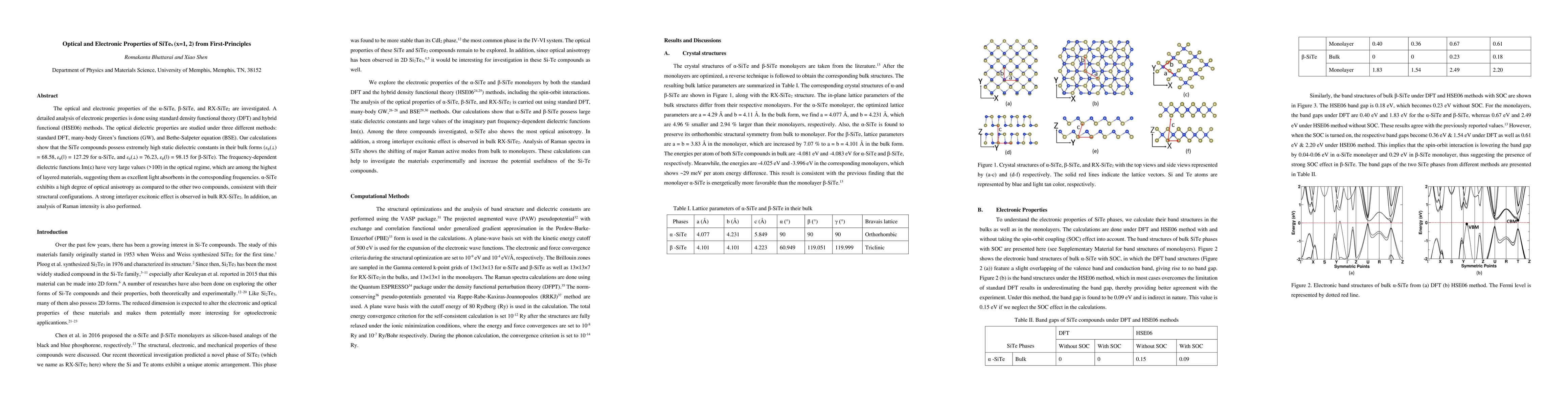 Thumbnail for Optical and Electronic Properties of SiTe_x(x=1,2) from First-Principles
