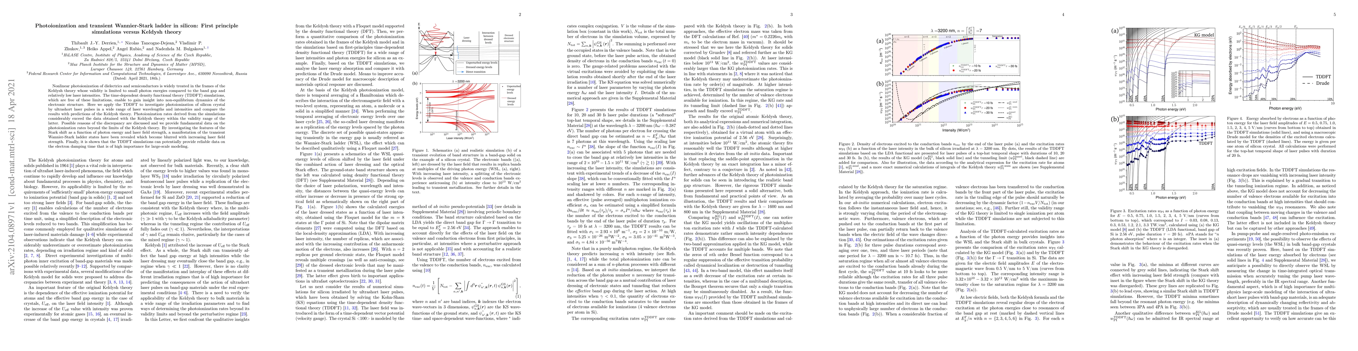 Thumbnail for Photoionization and transient Wannier-Stark ladder in silicon: First
  principle simulations versus Keldysh theory