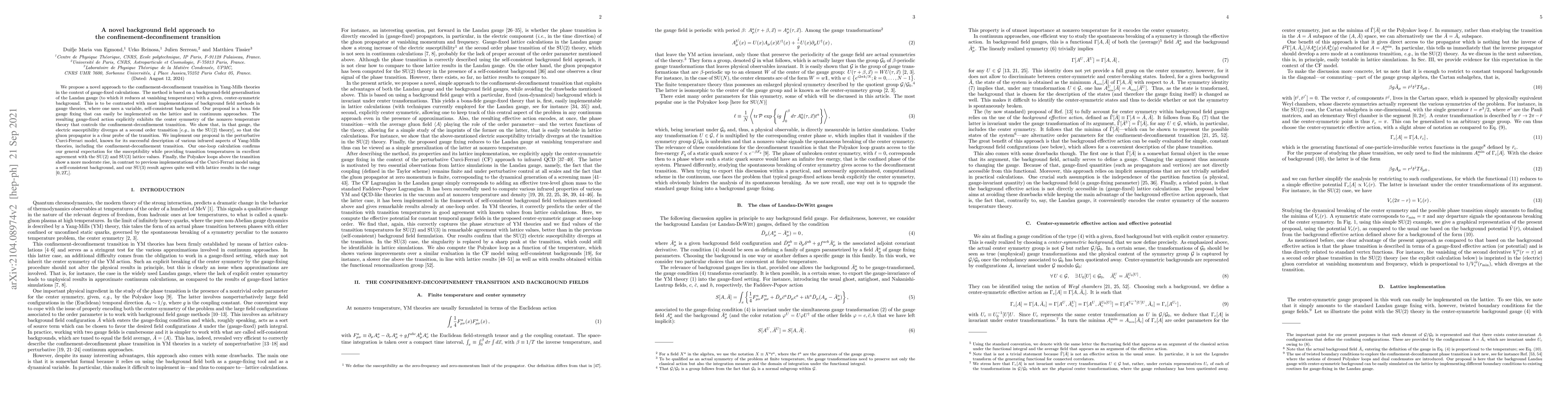 Thumbnail for A novel background field approach to the confinement-deconfinement
  transition