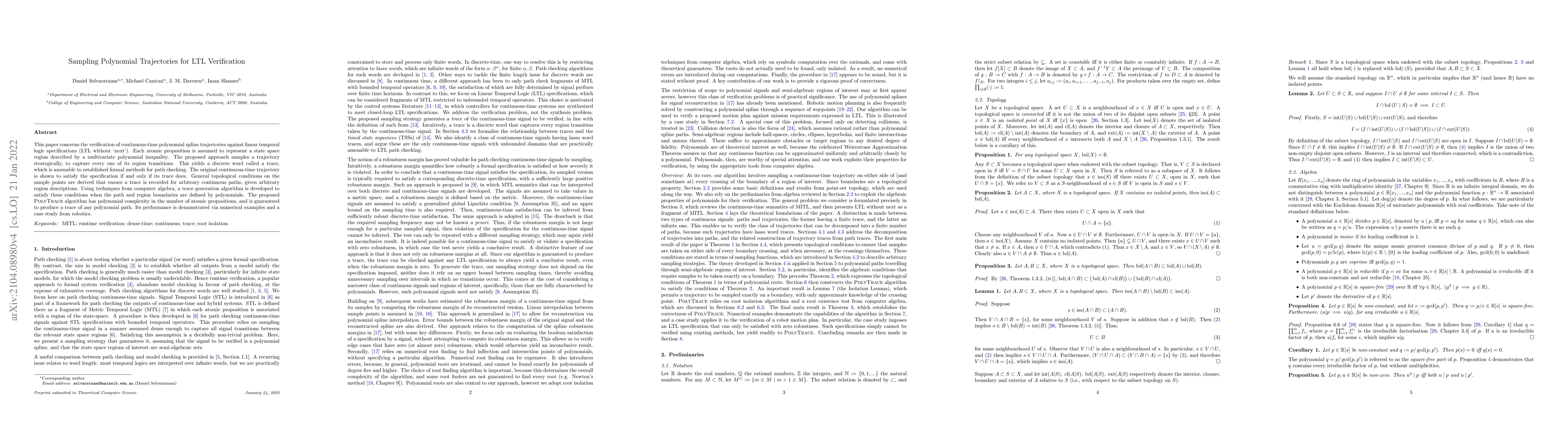 Thumbnail for Sampling Polynomial Trajectories for LTL Verification