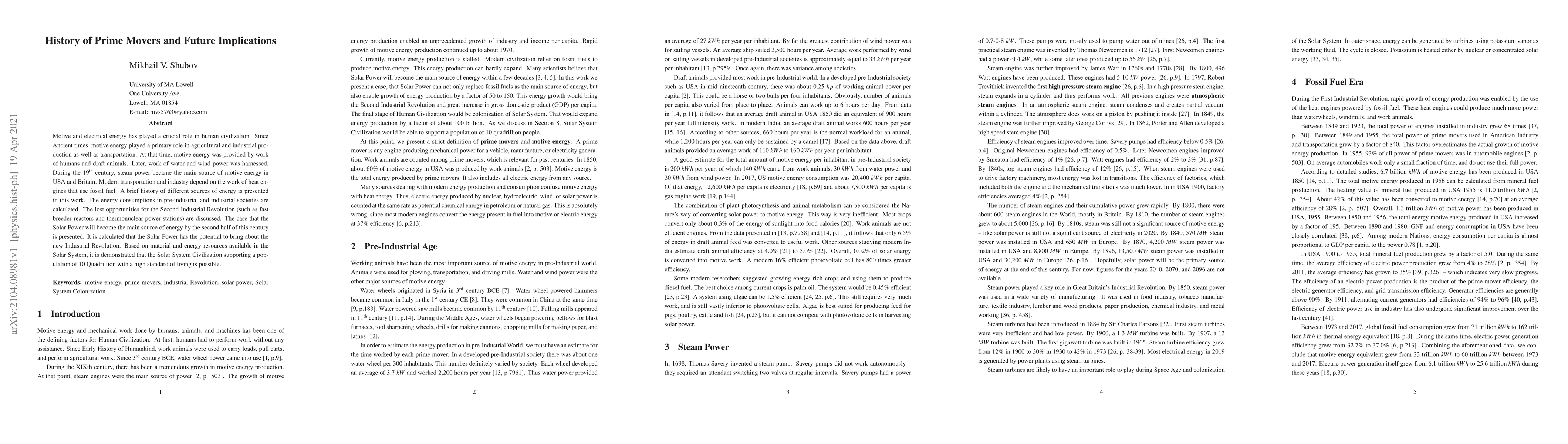 Thumbnail for History of Prime Movers and Future Implications