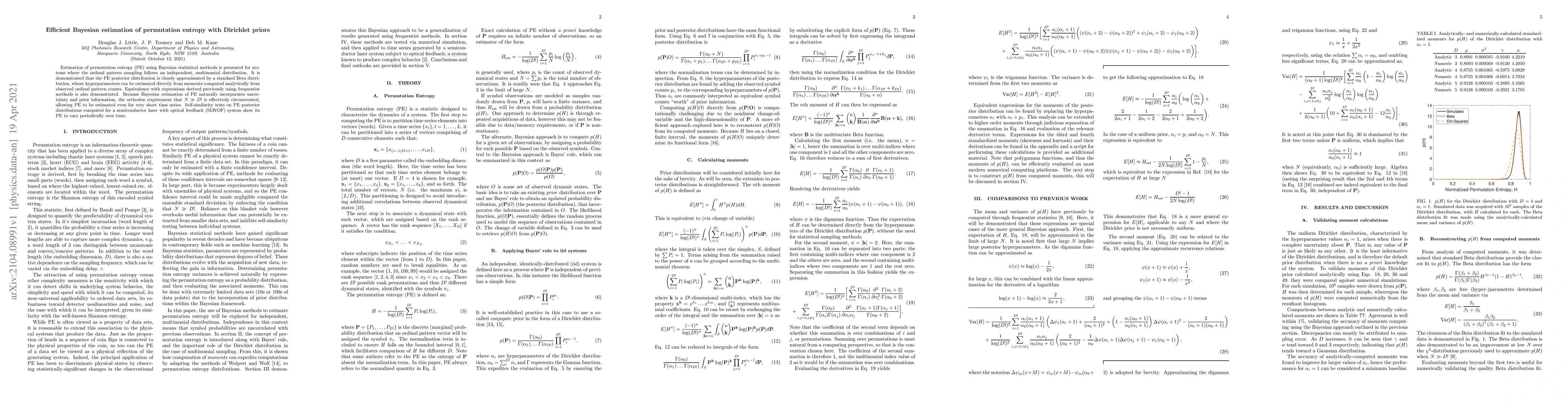 Thumbnail for Efficient Bayesian estimation of permutation entropy with Dirichlet
  priors