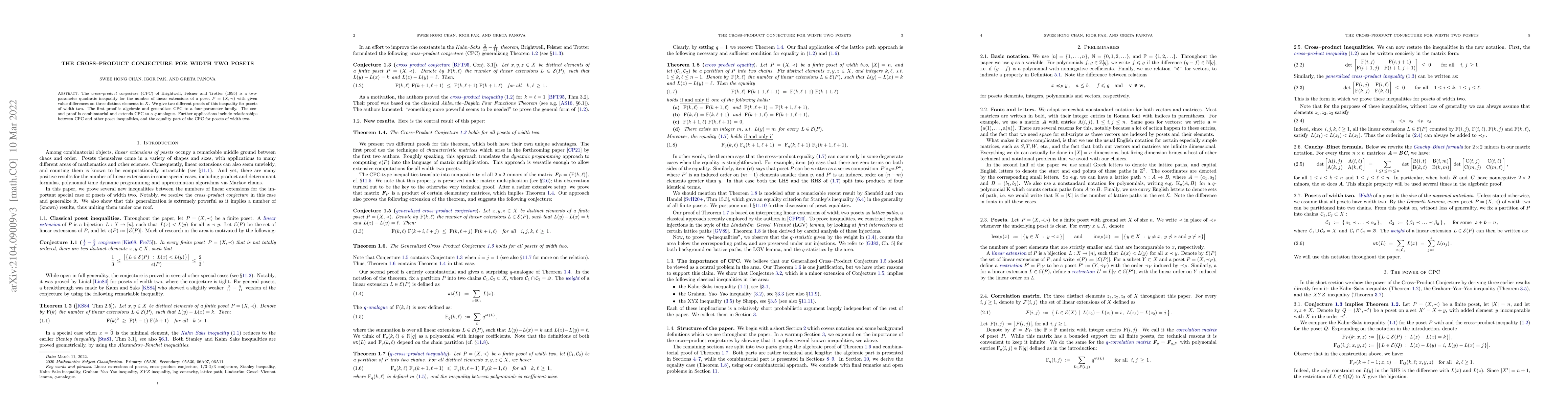 Thumbnail for The cross-product conjecture for width two posets