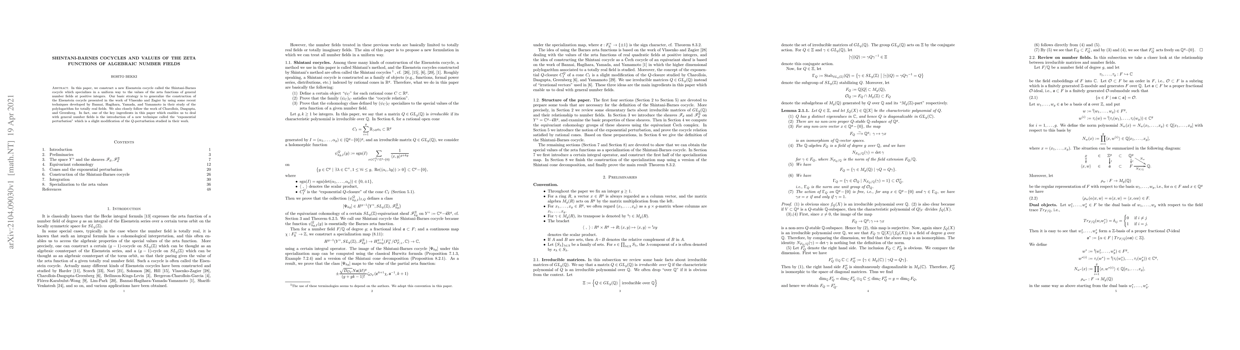 Thumbnail for Shintani-Barnes cocycles and values of the zeta functions of algebraic
  number fields