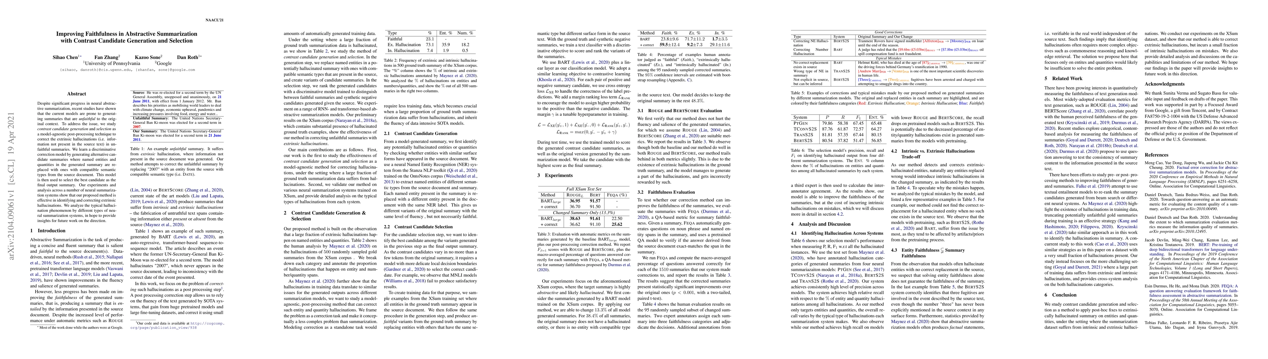 Thumbnail for Improving Faithfulness in Abstractive Summarization with Contrast
  Candidate Generation and Selection