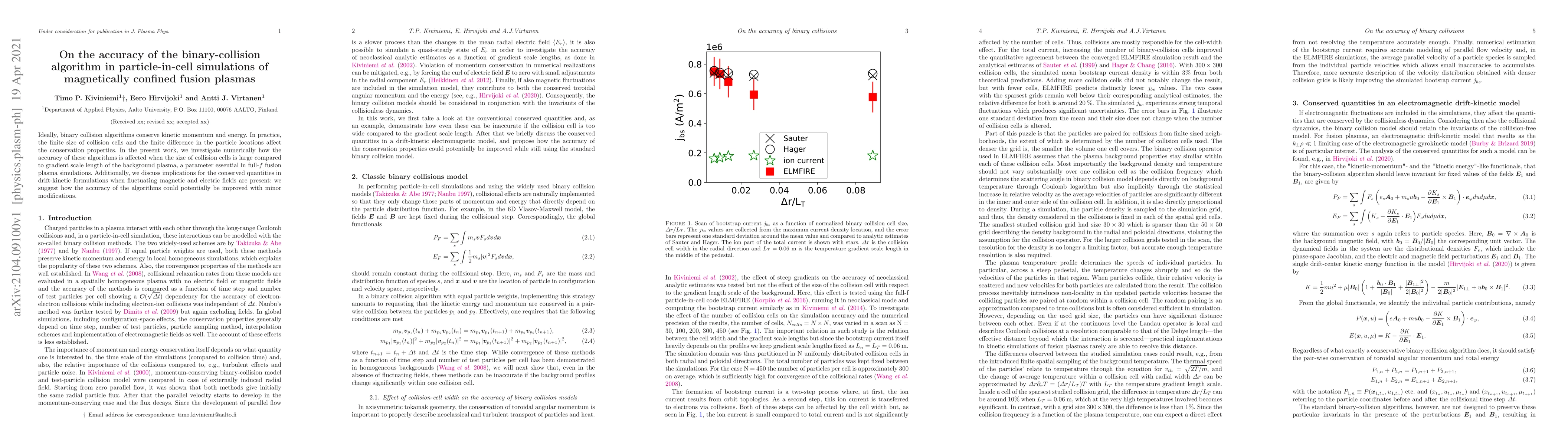 Thumbnail for On the accuracy of the binary-collision algorithm in particle-in-cell
  simulations of magnetically confined fusion plasmas