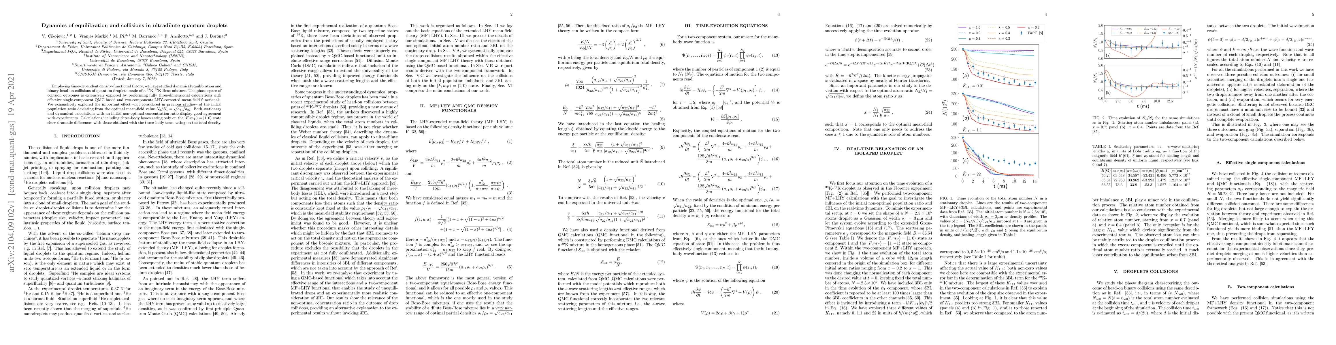 Thumbnail for Dynamics of equilibration and collisions in ultradilute quantum droplets