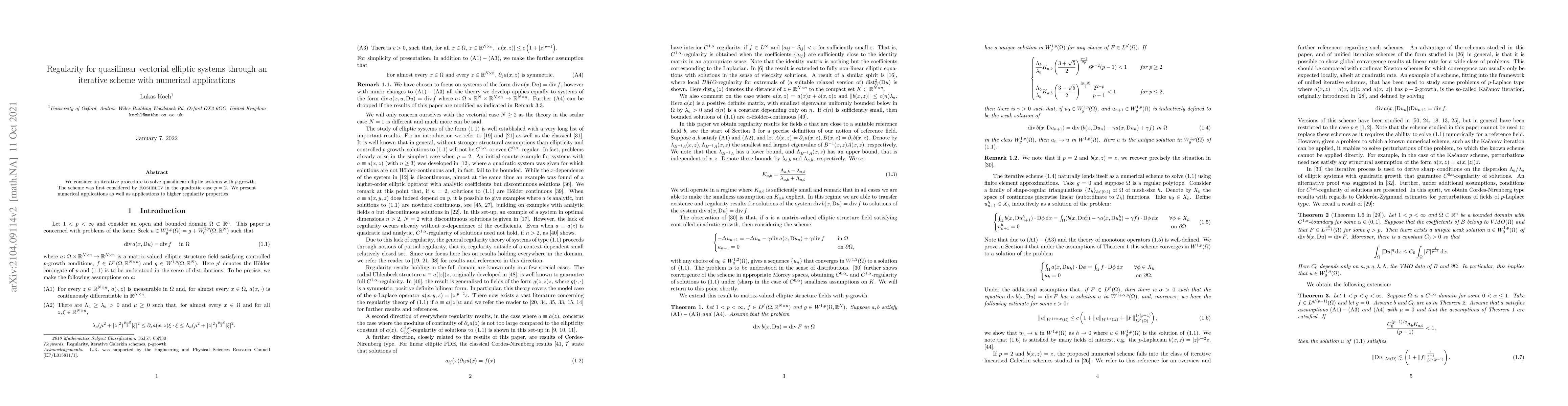 Thumbnail for Regularity for quasilinear vectorial elliptic systems through an
  iterative scheme with numerical applications