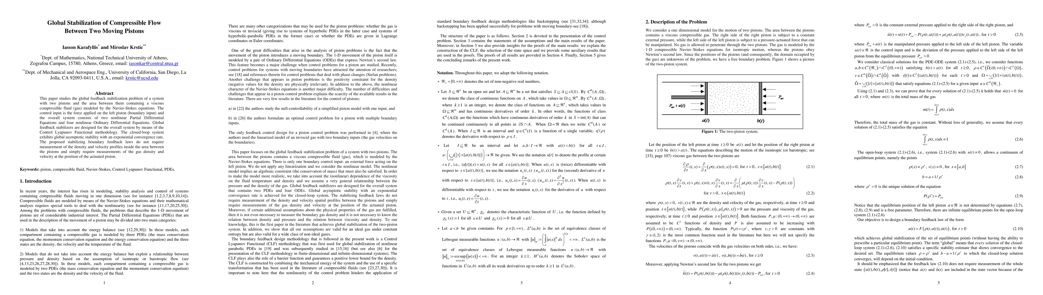 Thumbnail for Global Stabilization of Compressible Flow Between Two Moving Pistons