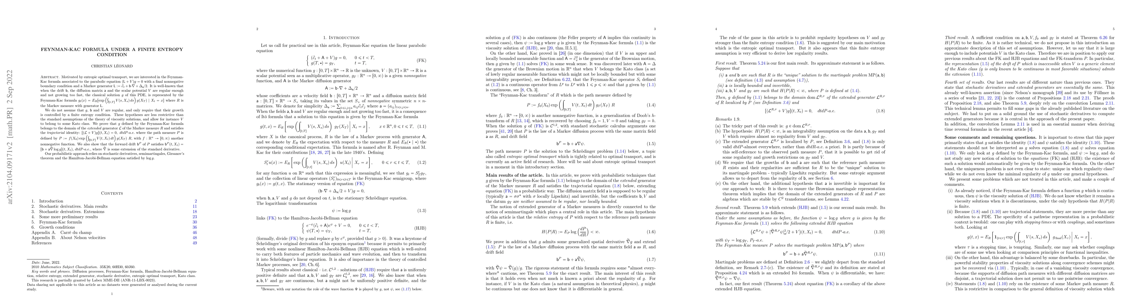 Thumbnail for Feynman-Kac formula under a finite entropy condition
