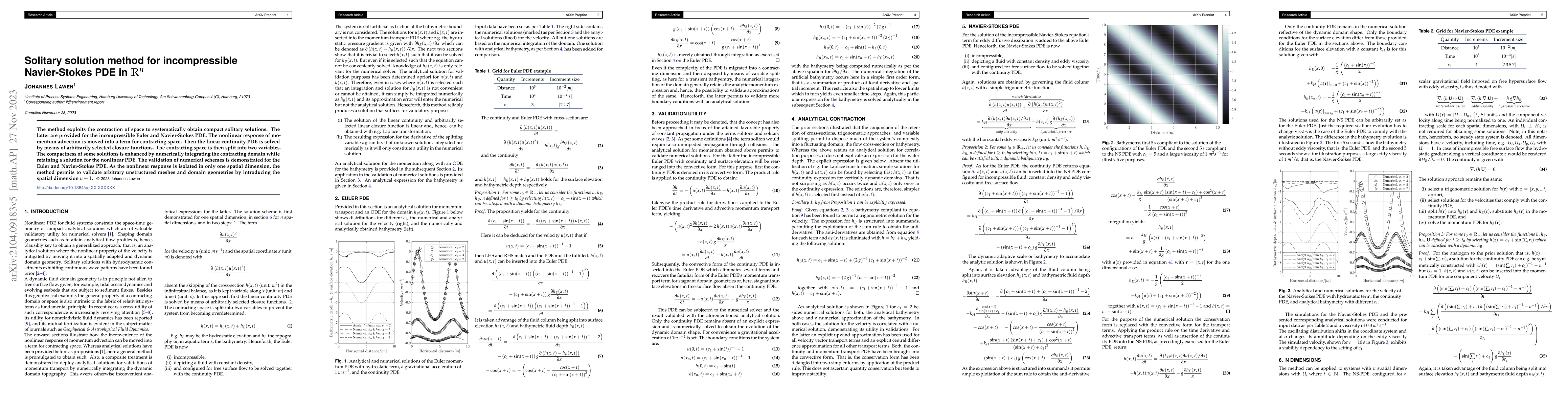 Thumbnail for Solitary solution method for incompressible Navier-Stokes PDE