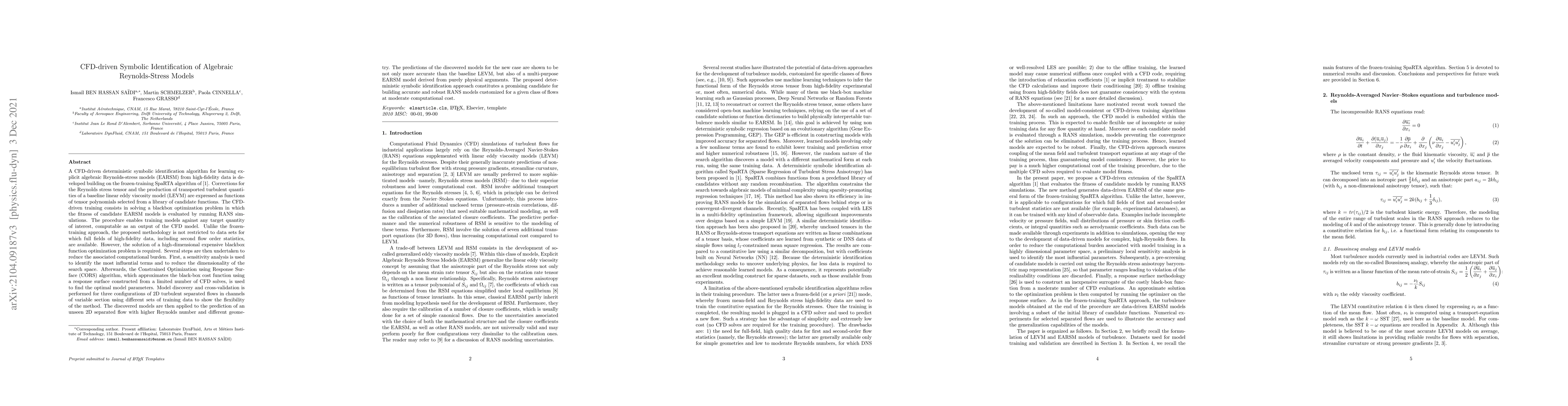 Thumbnail for CFD-driven Symbolic Identification of Algebraic Reynolds-Stress Models
