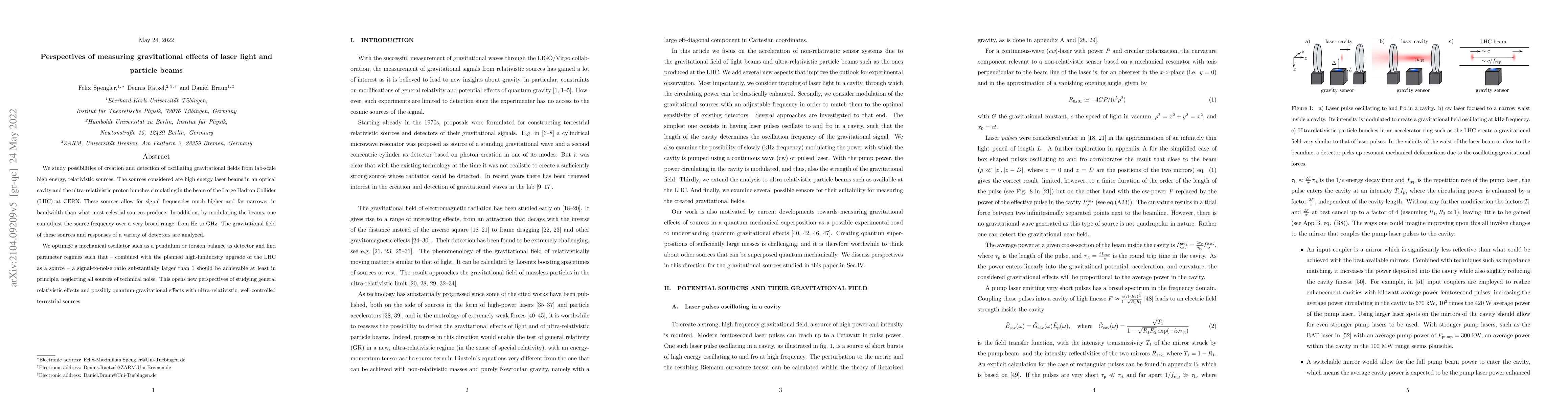 Thumbnail for Perspectives of measuring gravitational effects of laser light and
  particle beams
