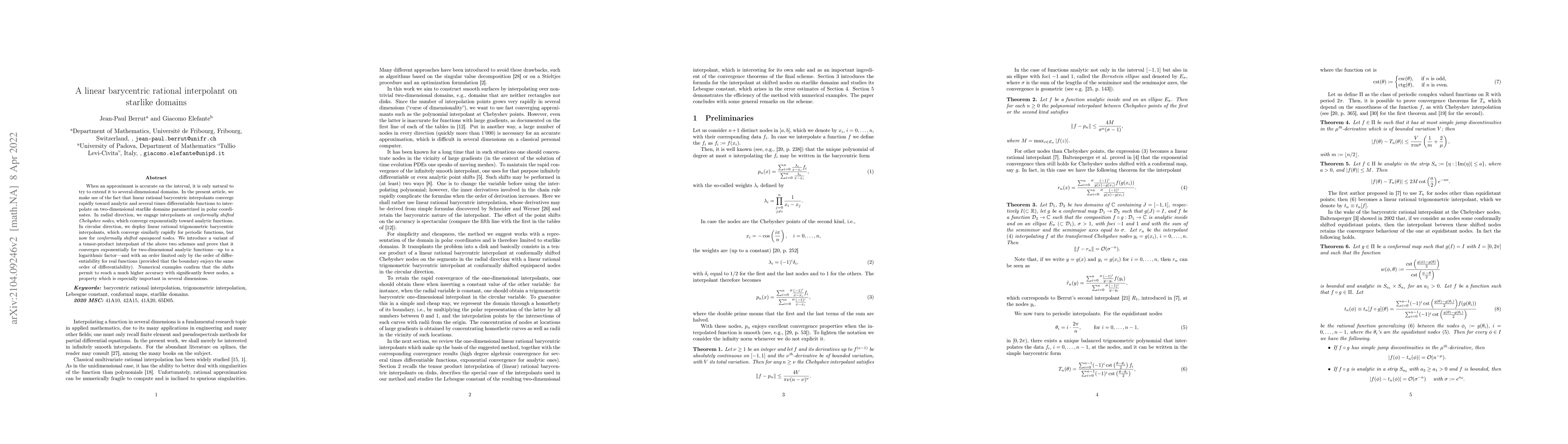 Thumbnail for A linear barycentric rational interpolant on starlike domains