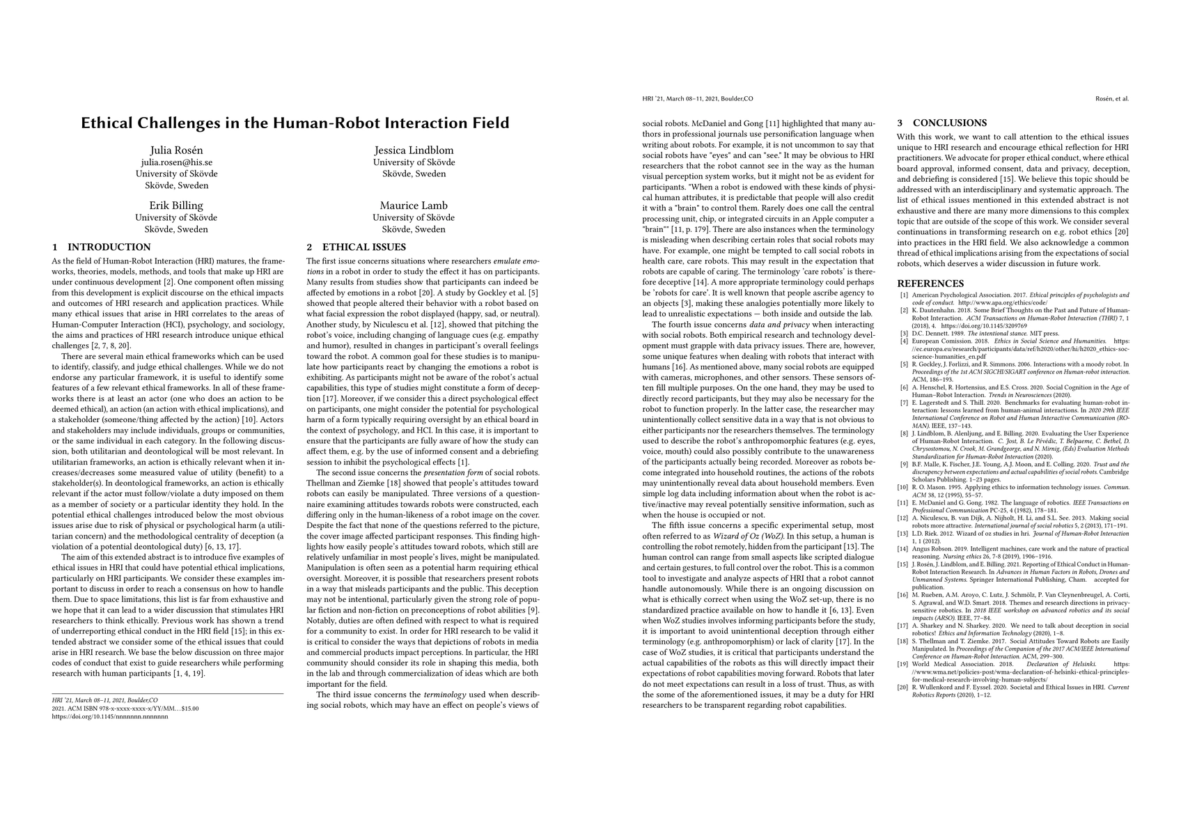 Thumbnail for Ethical Challenges in the Human-Robot Interaction Field