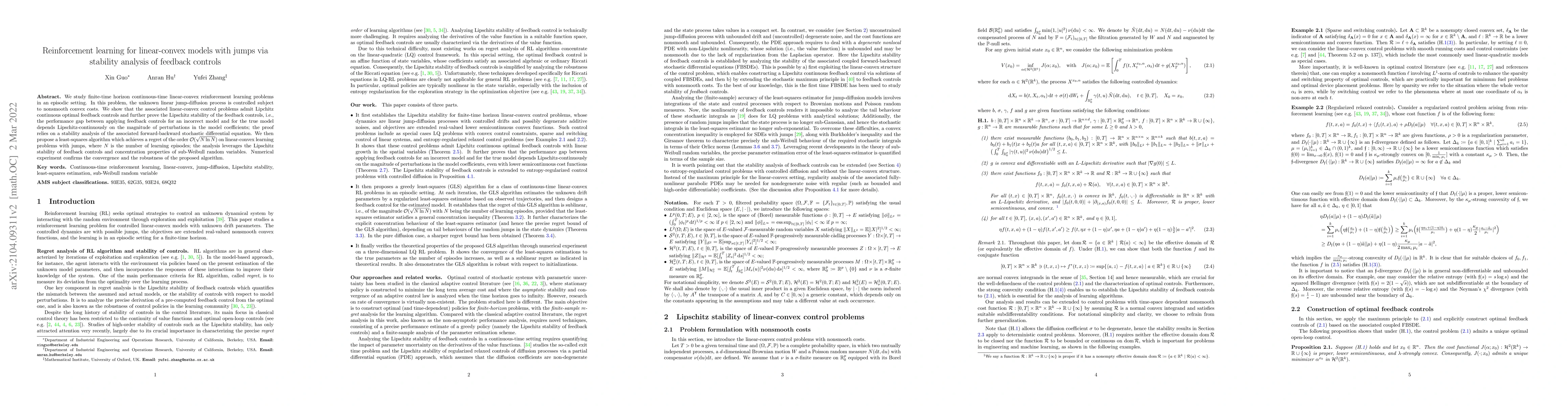 Thumbnail for Reinforcement learning for linear-convex models with jumps via stability
  analysis of feedback controls