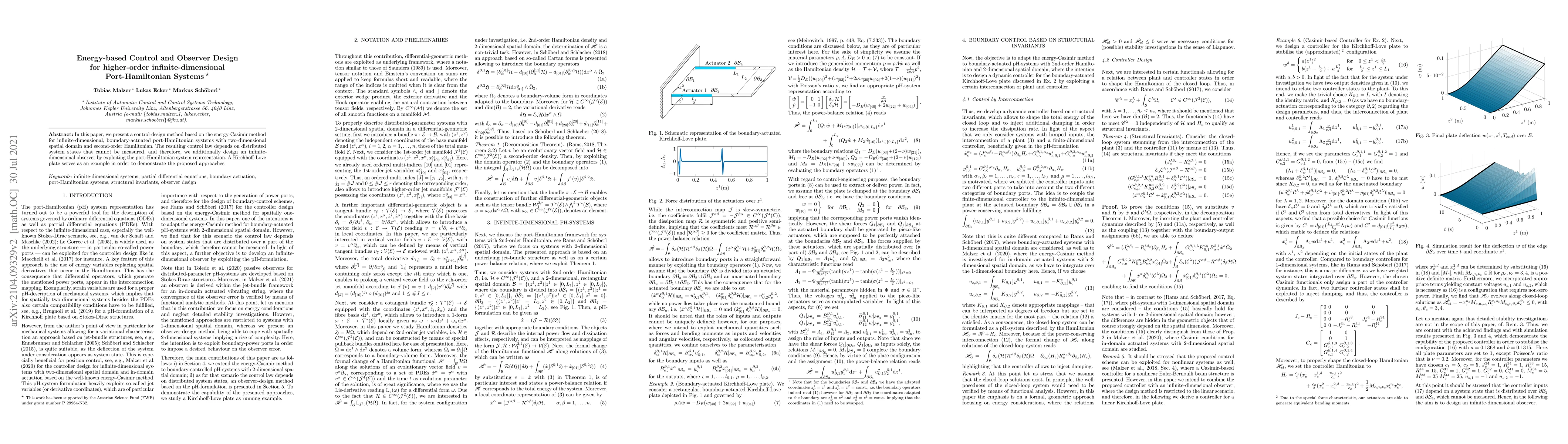 Thumbnail for Energy-based Control and Observer Design for higher-order
  infinite-dimensional Port-Hamiltonian Systems