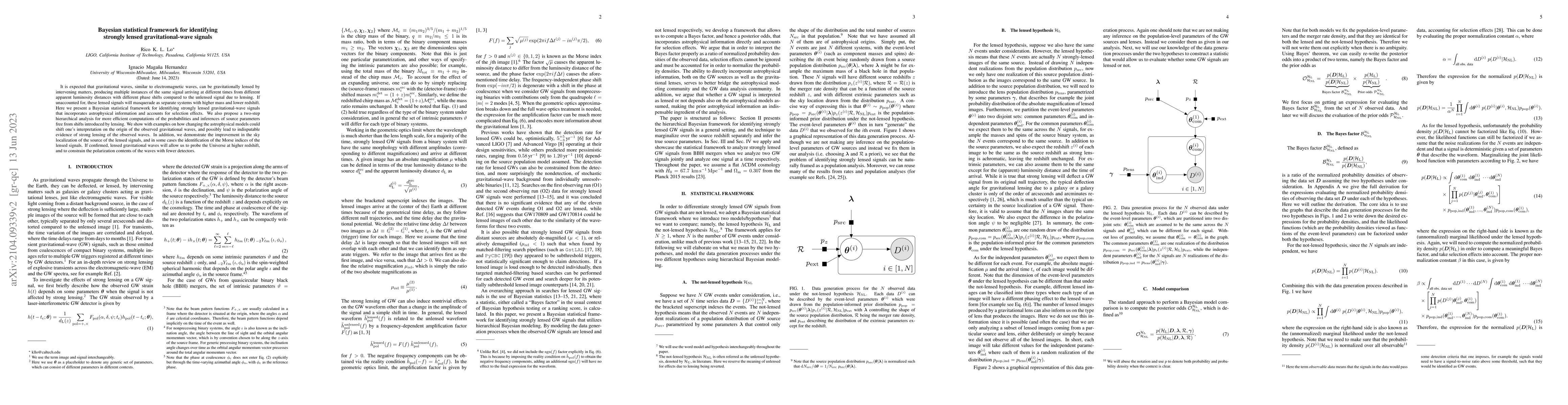 Thumbnail for Bayesian statistical framework for identifying strongly lensed
  gravitational-wave signals