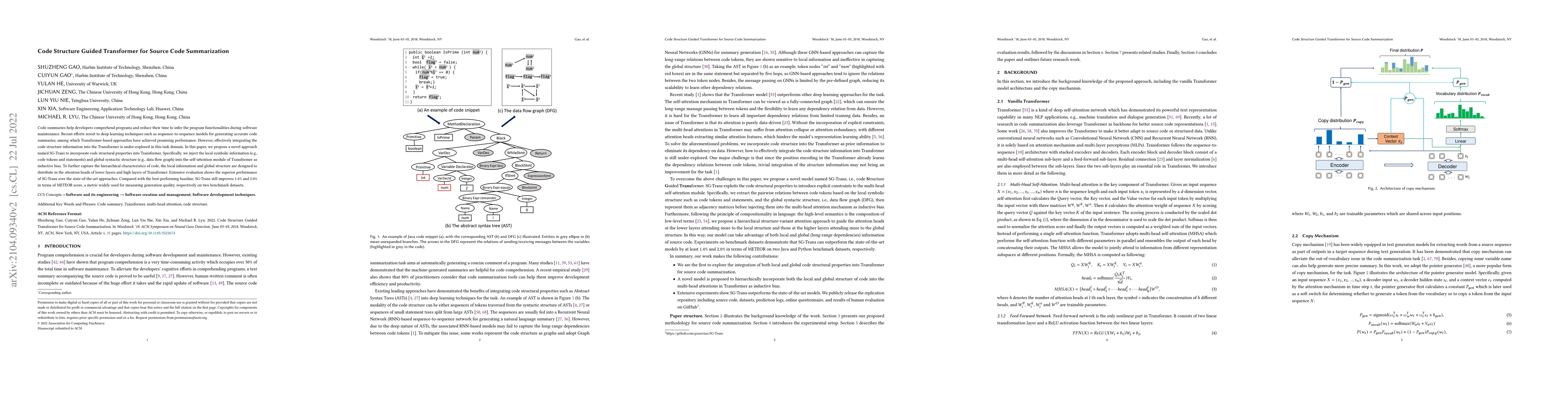 Thumbnail for Code Structure Guided Transformer for Source Code Summarization