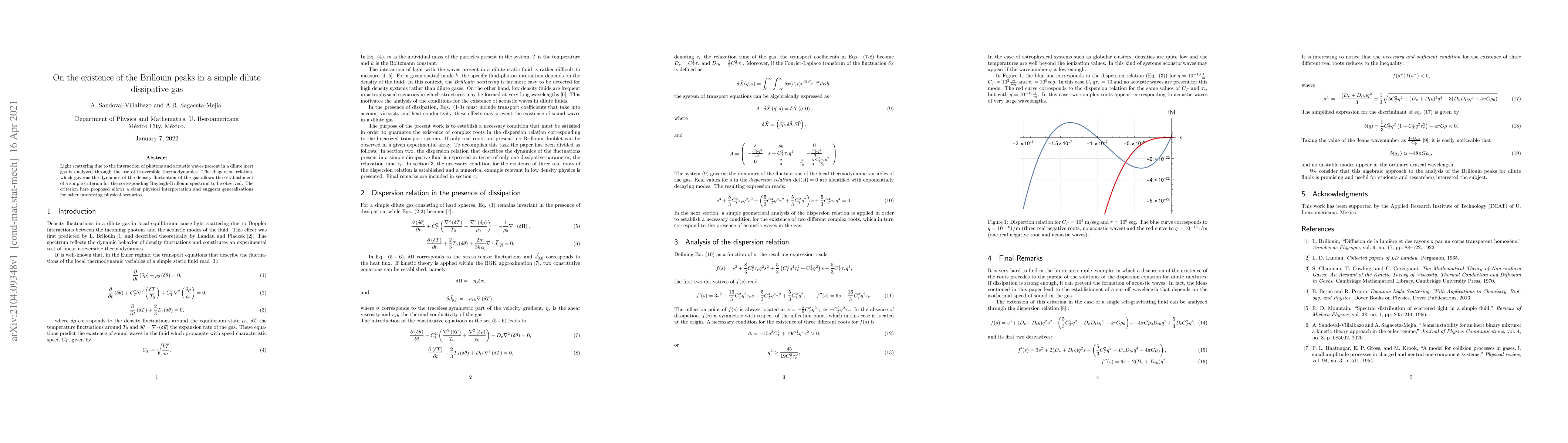 Thumbnail for On the existence of the Brillouin peaks in a simple dilute dissipative
  gas