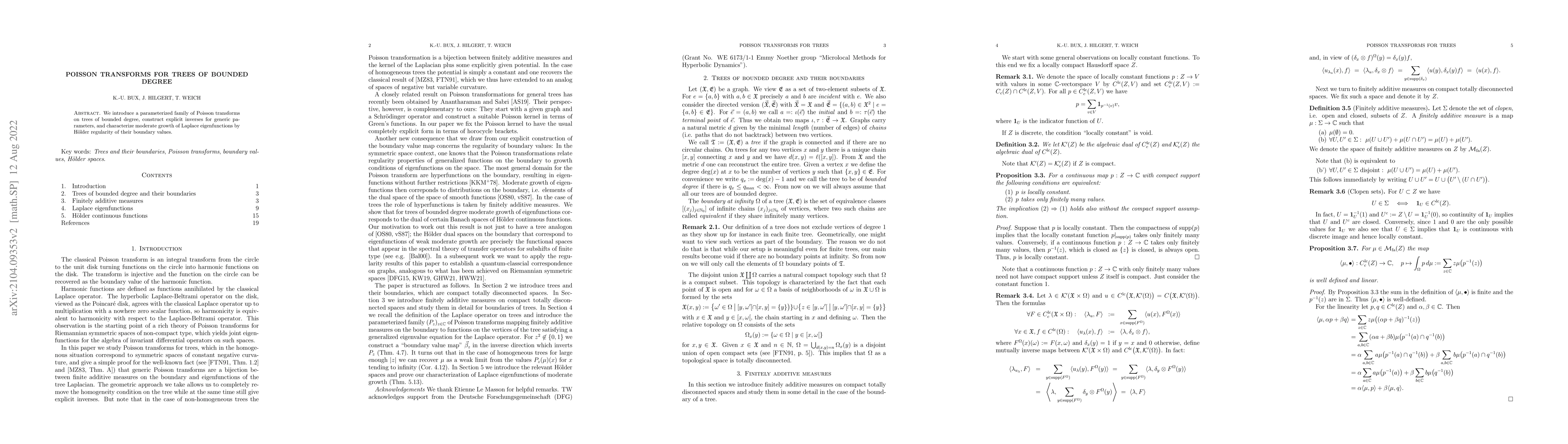 Thumbnail for Poisson Transforms for Trees of Bounded Degree