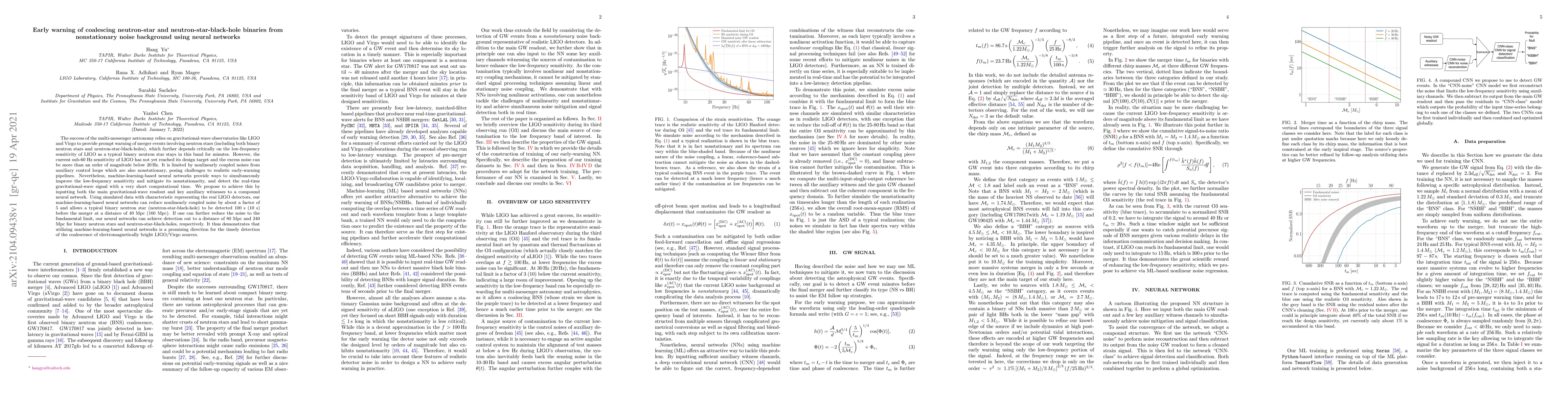 Thumbnail for Early warning of coalescing neutron-star and neutron-star-black-hole
  binaries from nonstationary noise background using neural networks