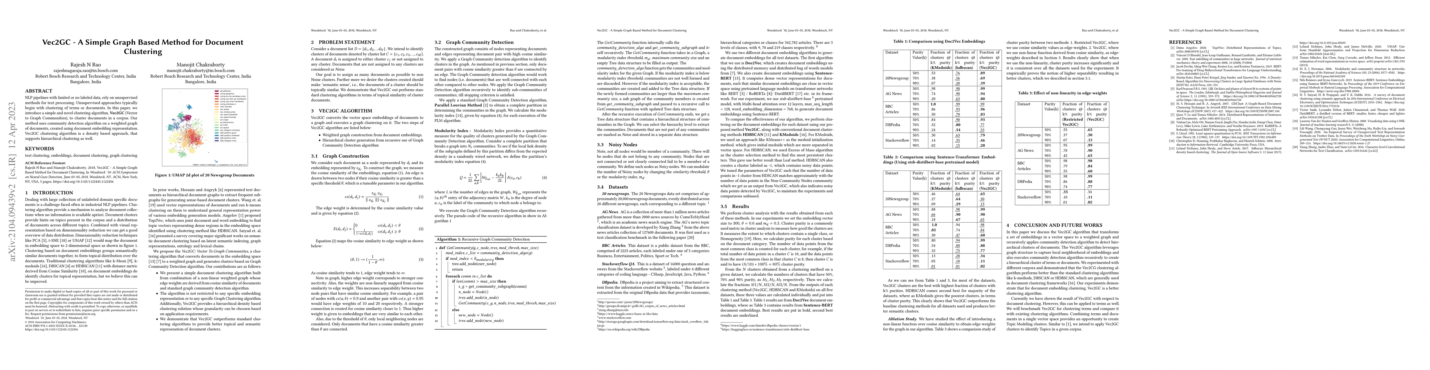 Thumbnail for Vec2GC -- A Graph Based Clustering Method for Text Representations