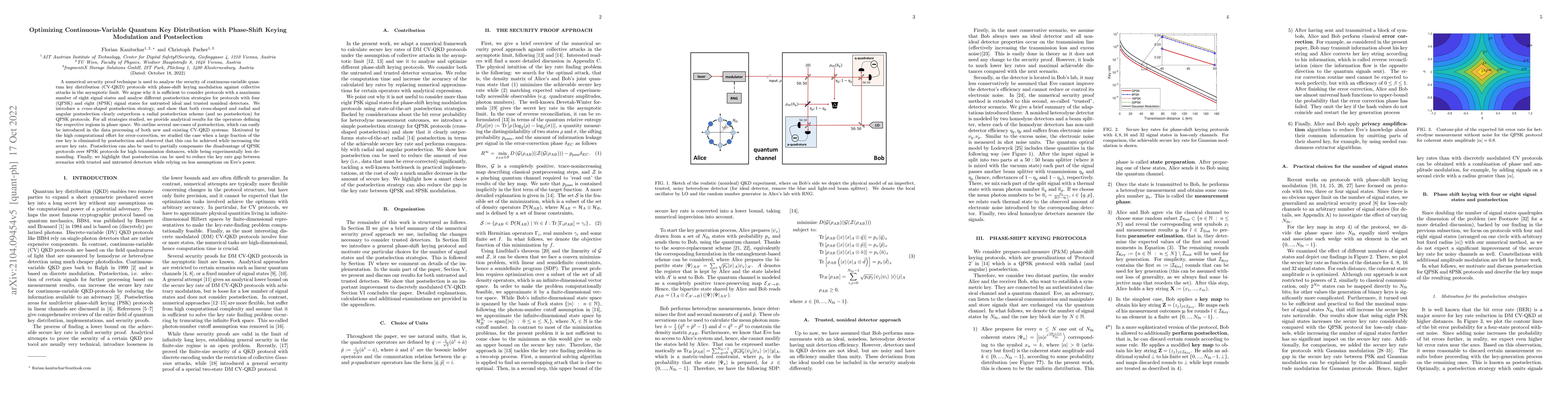 Thumbnail for Optimizing Continuous-Variable Quantum Key Distribution with Phase-Shift
  Keying Modulation and Postselection