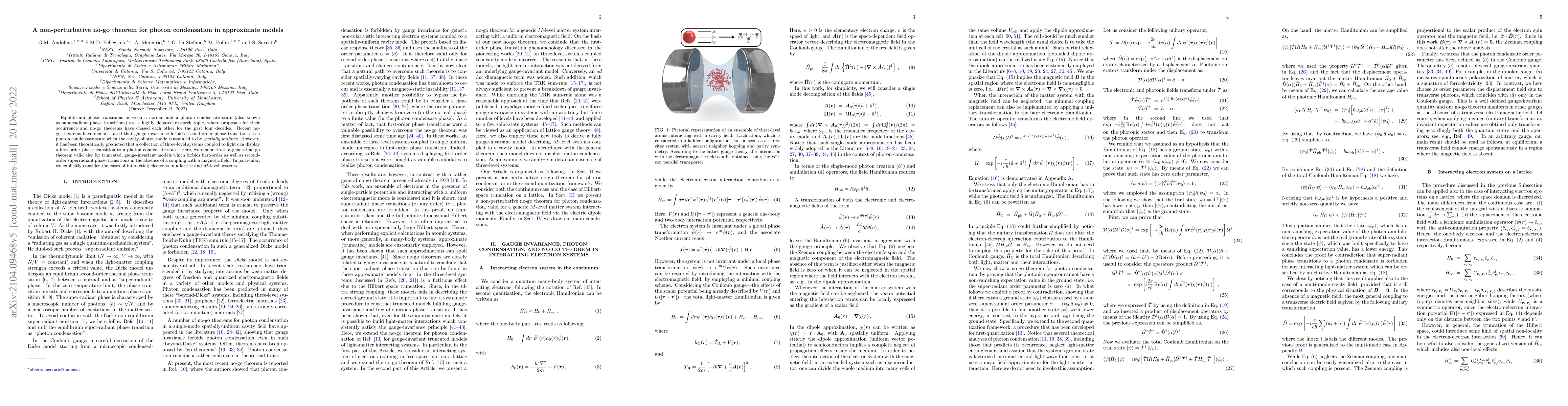 Thumbnail for A non-perturbative no-go theorem for photon condensation in approximate
  models