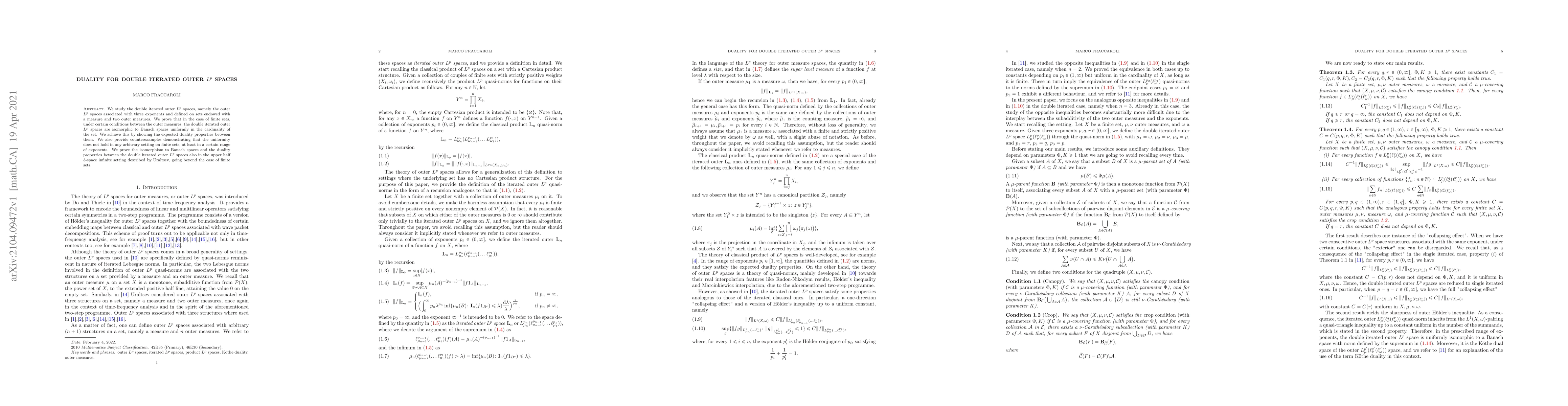 Thumbnail for Duality for double iterated outer $L^p$ spaces