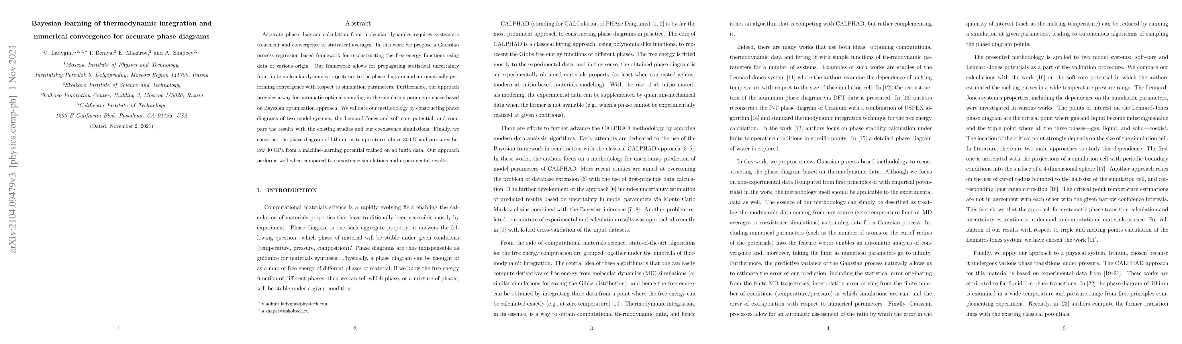 Thumbnail for Bayesian learning of thermodynamic integration and numerical convergence
  for accurate phase diagrams