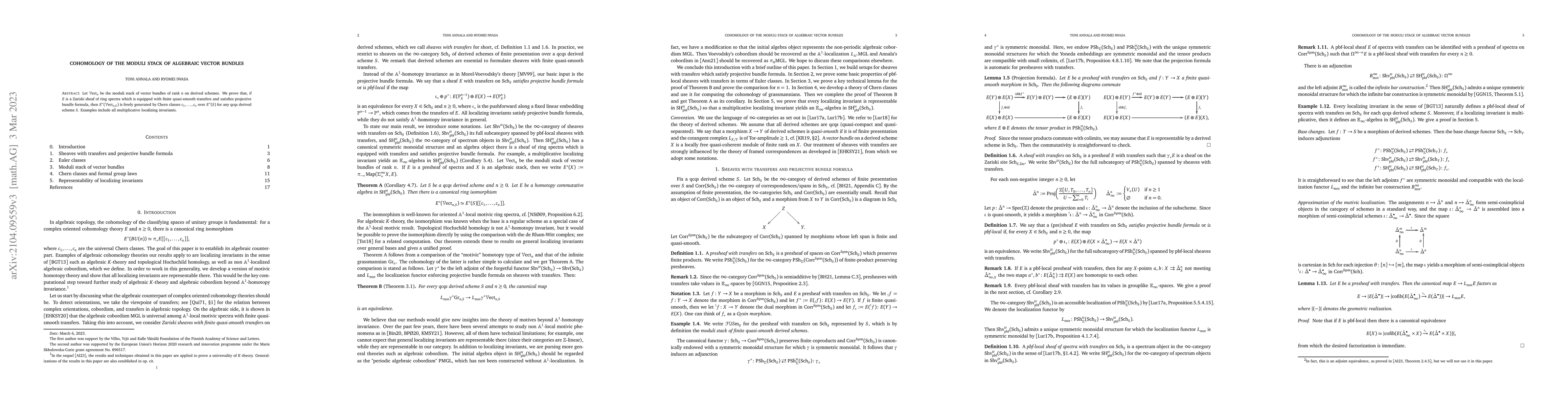 Thumbnail for Cohomology of the moduli stack of algebraic vector bundles