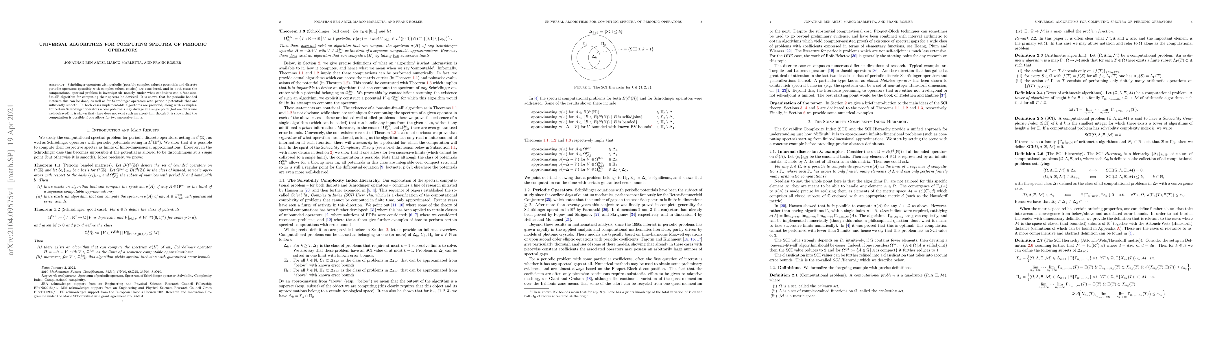 Thumbnail for Universal algorithms for computing spectra of periodic operators